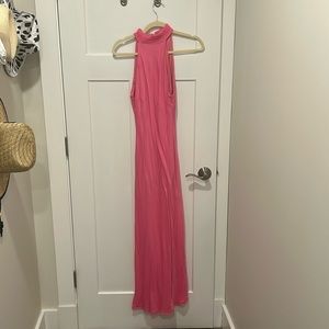 Meshki Claire Satin Drape Back Midi Dress